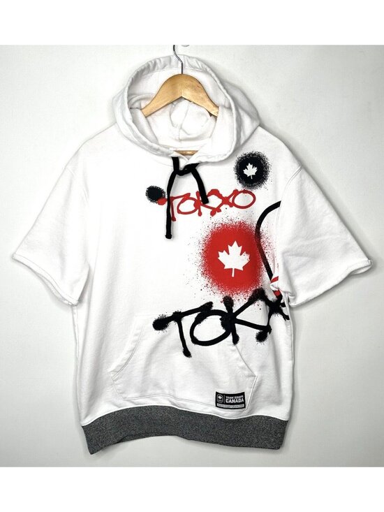 Hudson'S Bay Other - Hudson's Bay Team Canada Tokyo Olympic Hoodie Mens M Short Sleeve Graffiti White